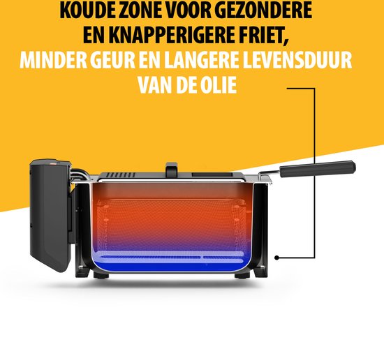 Tristar Friteuse 3 litres - FR-9327 - Friteuse 2000W - Hublot - acier inoxydable