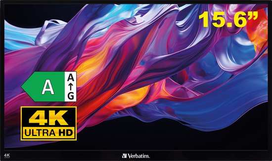 Verbatim Écran tactile portable Ultra HD 4K - 15,6" Noir