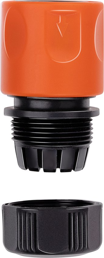 BLACK+DECKER - Lot de 4 raccords pour tuyau d'arrosage / 2x bouchon d'eau / Entretoise - Noir / Orange