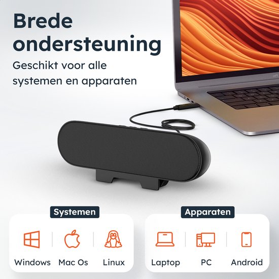 Barre de son PC - Son puissant - Sans fil - Pour les jeux - Party box - Mini Soundbar - Haut-parleur pour PC - 10 watts - Skoov