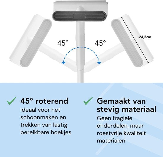 Essuie-vitre 4 en 1 avec manche télescopique et fonction spray - 130cm - Lave-vitre - Essuie-vitre