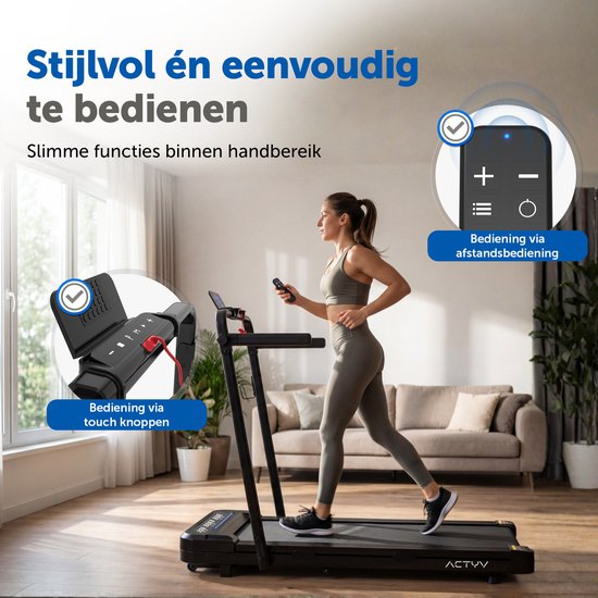 ACTYV Tapis de course pliable 1-12km/h - Avec huile de lubrification, tapis de protection - Tapis de course - Tapis de marche - Pour la maison - Électrique - Pliable V3
