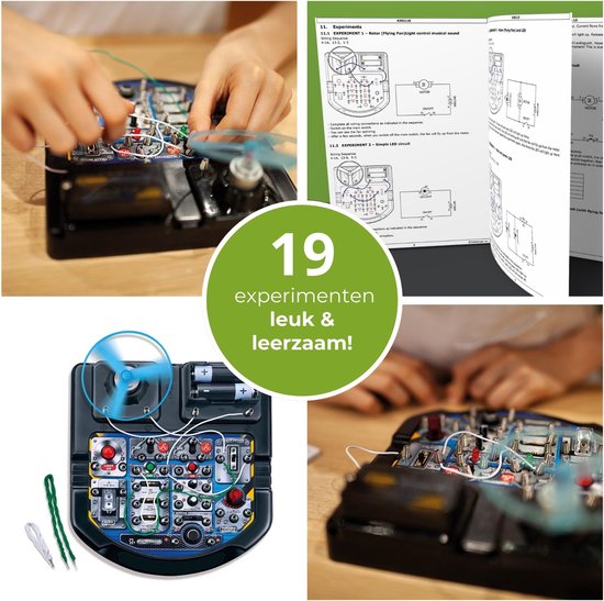 Velleman Kit de projet électronique pour les enfants de 8 ans et plus, explore les bases de l'électronique avec 18 expériences passionnantes, éducatives et interactives, LED, ventilateur et son.