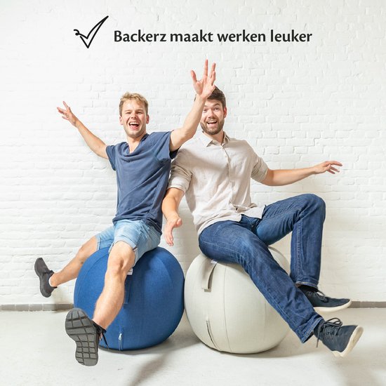 Backerz® Sitting Ball Linen 65 CM - Ballon d'assise avec housse - Tabouret d'équilibre - Ballon de yoga de luxe - Ballon ergonomique pour chaise de bureau - Vert