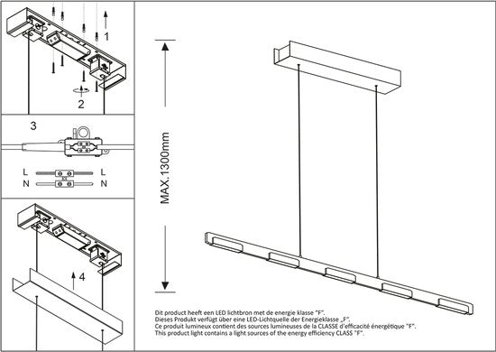 Steinhauer - lampe suspendue - Bloc - acier - verre métal - lampe design - LED - 3296ST