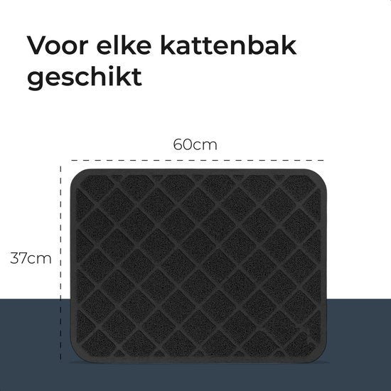 Tapis de litière pour chat - Tapis d'écoulement pour bac à litière - Toilette pour chat - Litière pour chat - Convient au bac à litière automatique - autonettoyant - Noir - Dutchwide
