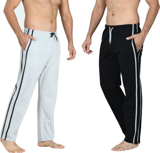Pierre Calvini - Pantalon de survêtement homme - 2 Pack - Noir Gris - M - Pyjama homme - Pantalon de survêtement homme à jambe droite - Pantalon de survêtement homme - Costume d'intérieur homme