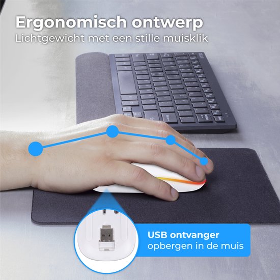 Souris sans fil LED - Nuvance -Bluetooth - Ergonomique - Sans fil - Blanc