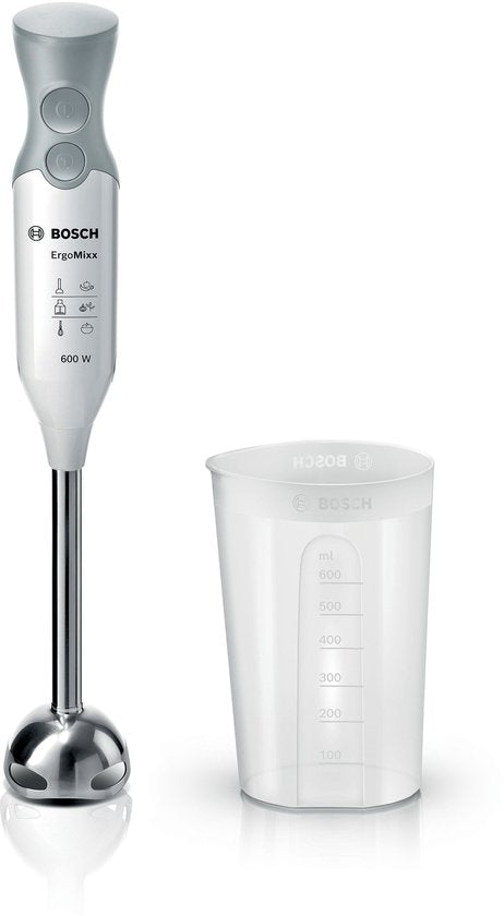 Bosch MSM66110 ErgoMixx - Mixeur plongeant - 600W - Avec gobelet doseur - Blanc/Gris