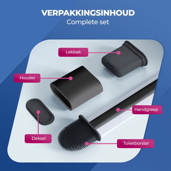 Roegaarden Brosse WC avec support - Brosse WC - Silicone - A poser et à suspendre - Noir entier