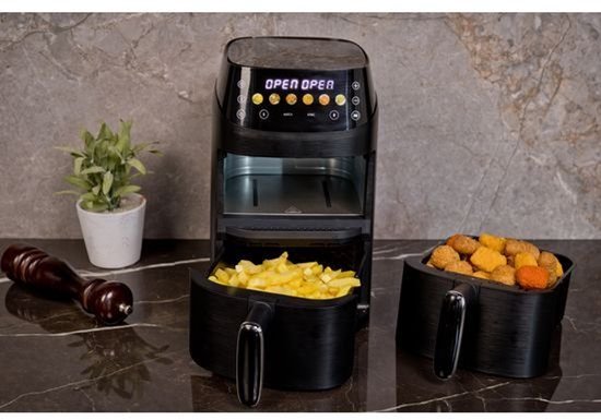 Nexxt Double Stack Airfryer - 2x 2.5L - Compact et peu encombrant - 2 plats à la fois - Idéal pour les petites cuisines