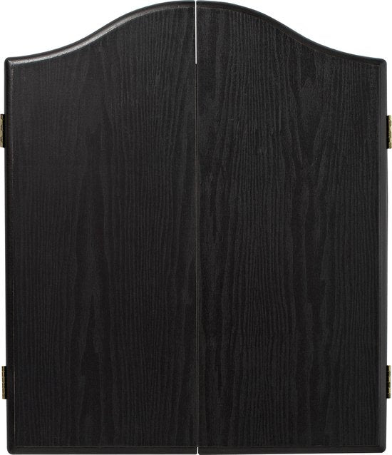 WINMAU - Jeu de fléchettes professionnel avec plateau de fléchettes Diamond Plus Bristle, cabinet noir, avec 2 jeux de fléchettes et ligne d'oche officielle