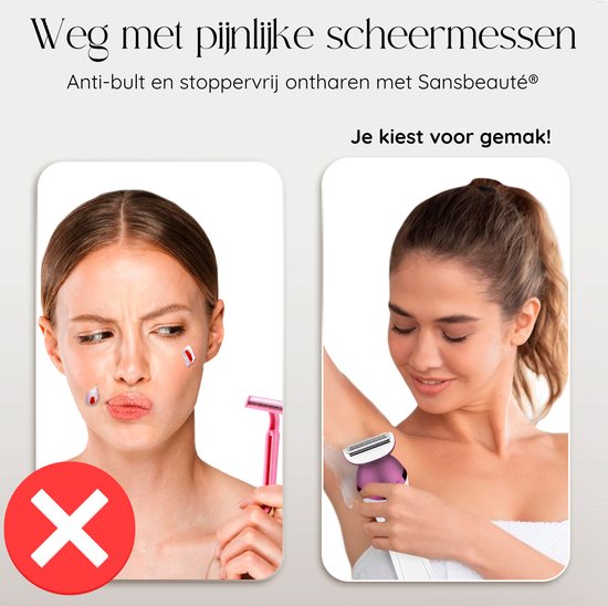 Sansbeauté® 6-in-1 rasage femme - visage - aisselles - jambes - maillot - rasoir femme - épilateur - épilateur femme - tondeuse femme - tondeuse bikini - rechargeable par USB