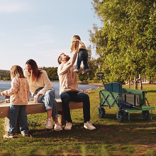 LifeGoods Wagon - 130KG - 200L - Pliable - Avec housse de protection - Vert