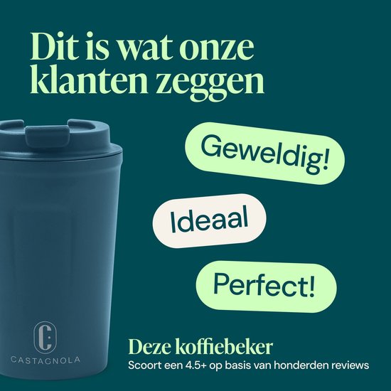 Tasse thermos Castagnola - Tasse à café à emporter - Tasse de voyage pour café et thé - Tasse à thé - 380 ML - acier inoxydable - Bleu