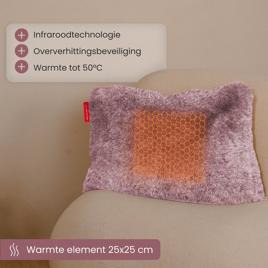 Auronic Heat Pillow - Teddy - 45x60 - Sans fil - Rechargeable - Oreiller électrique - Infrarouge - Rose