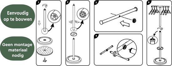 BRASQ Porte-manteau Stockholm CS500 - Porte-manteau sur pied avec 6 cintres + porte-parapluie - Noir