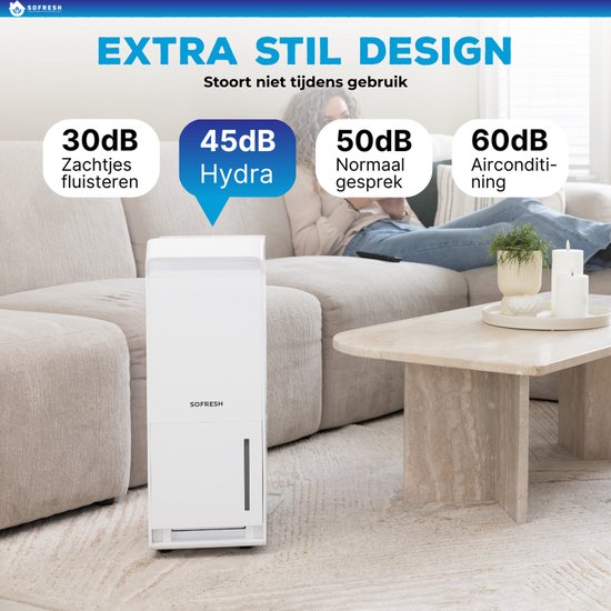 Sofresh déshumidificateur 25 litres par jour - Déshumidificateur et déshumidificateur pour cave, salle de bain, grenier et salon - Blanc