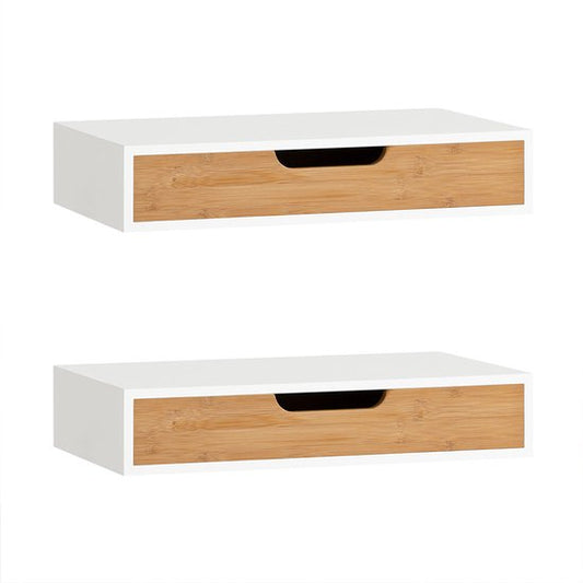SoBuy Wall Regal-Set - Meuble à tiroirs - Blanc - 1 tiroir - 1 étagère - 24x40x8 cm | FRG92-WNX2