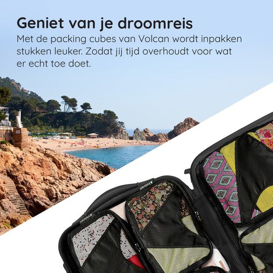 Volcan Packing Cubes - Kit d'organisation pour valise - 3 pièces - Pour sac à dos et valise - Noir