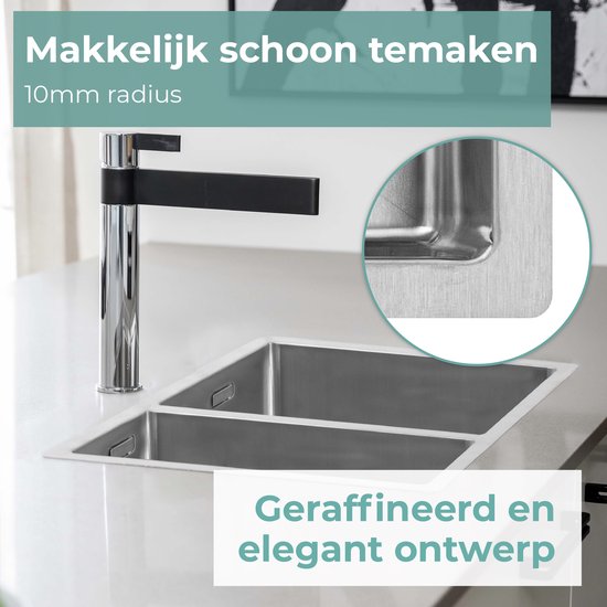 Mizzo Linea Anderhalve Spoelbak 18-34X40CM - 1,5 spoelbak - Wasbak Keuken - vanaf 60cm kast - Onderbouw / Vlakbouw / Inbouw - RVS 1.2mm dik