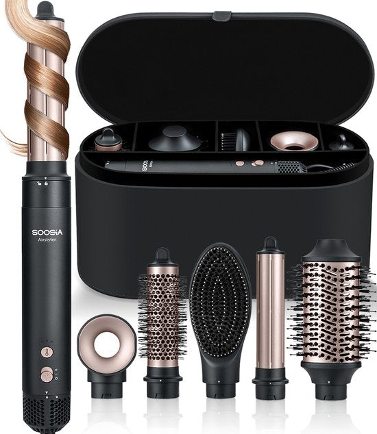 Soosia 6-in-1 Airstyler - Sèche-cheveux et fer à friser - Sèche-cheveux - Multistyler - Brosse à cheveux et brosse à boucler - Enveloppe pour cheveux
