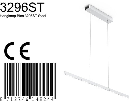 Steinhauer - lampe suspendue - Bloc - acier - verre métal - lampe design - LED - 3296ST