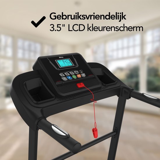 Tapis de course Brixy - pliable - jusqu'à 14 km/h - 12 programmes - avec support pour tablette et bouteille - écran couleur LCD - noir