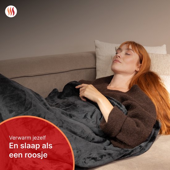 Seranova Couverture électrique Light - 160x120 cm - Couverture chauffante 1 personne - Polaire double face - Couverture câline - Gris