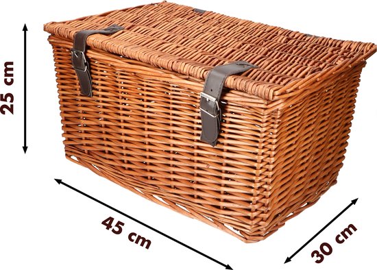 Bicycle Gear Wicker Bike Basket Front - Rattan Bike Basket Handlebar 30L - Baker Basket 45 x 30 x 25 cm - Bicycle Accessories Adults - Bike Basket for Grandma Bike, City Bike or Transport Bike