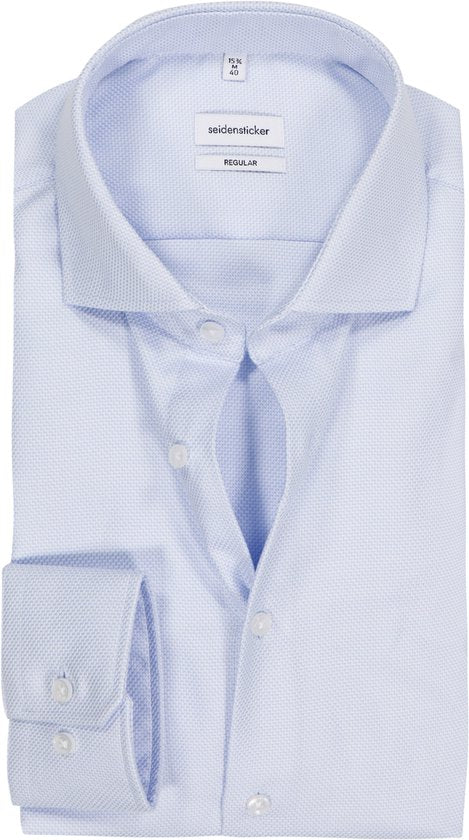 Seidensticker regular fit shirt - longueur des manches 7 - texturé - bleu - sans repassage - Taille : 44