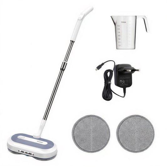 Vapore Electric Mop Cordless - 150×150 RPM Dual Rotation - 40 min Battery - LED Lighting - Floor Cleaner - All Hard Floors - Quiet 77.5 dB - Mopping System with Spray
