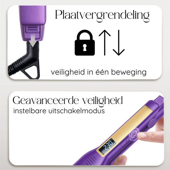Sansbeauté® Lisseur professionnel - 2 en 1 - Fer à boucler - Lisseurs - Lisseur de cheveux - Mise en température rapide - 80℃ à 230℃ - Lissage et bouclage - Technologie ION - Classic Purple