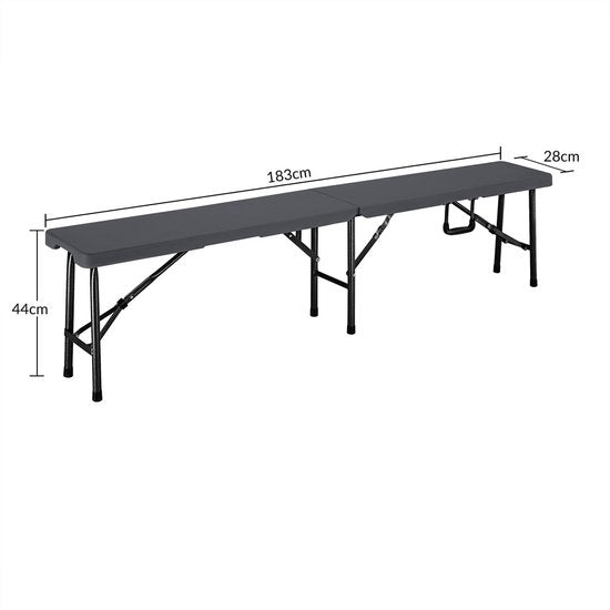 Casaria Lot de 2 bancs à bière - pliable 8 personnes 183cm- Anthracite