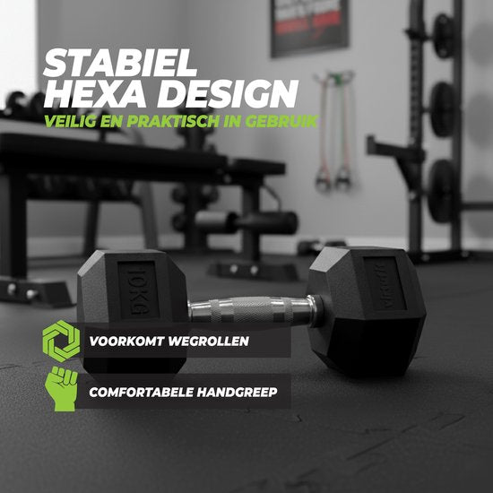 VirtuFit Hexa Dumbbell Pro - 12.5 kg - Hexagon Dumbbell - Durable et résistant - Musculation - Poids - CrossFit & Fitness - Convient aux débutants et aux professionnels - Par Pièce Vendue