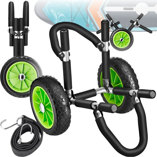 tectake® Chariot de transport pliable pour planche de surf - Espace pour 1 planche - Chariot pour planche de SUP gonflable - Chariot pour canoë ou kayak gonflable - Buggy pour Stand-up Paddle ou planche de surf