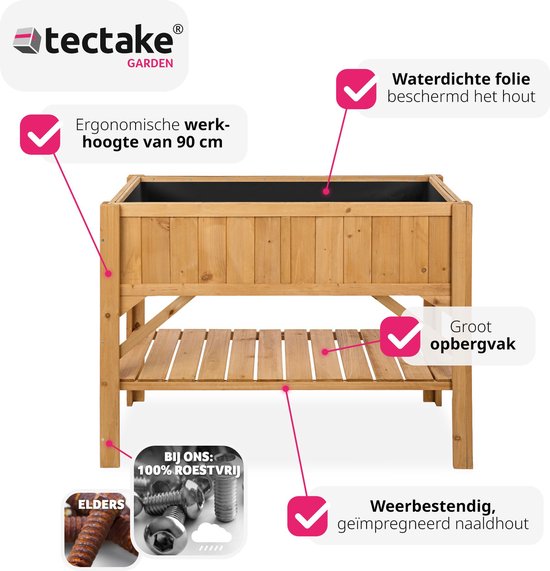 tectake® - Jardinière haute avec étagère - Pépinière - Boîte à boutures - 119x53x90cm - 403232