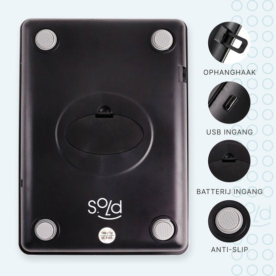 S.old Digital Kitchen Scales - Balance de cuisine - Rechargeable par USB - 1gr à 10kg - Fonction Tare - Noir