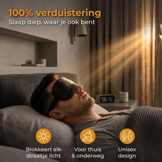 Nuvance Masque de sommeil - Soie - Masque pour les yeux - Ajustable - Design respirant - pour hommes et femmes - Masques de sommeil