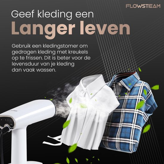 FLOWSTEAM® Luxury Clothes steamer - Défroisseur à main - Vêtements à la vapeur - Snow White Edition