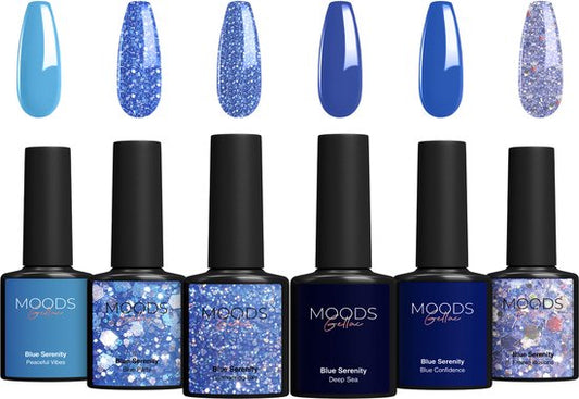 Moods Gellac 6-Piece Set - Gel Nail Polish Starter Pack - Vernis à ongles en gel - 8ML - Blue Serenity - Gellac - Nails - Chic Colours - HEMA & TPO-free