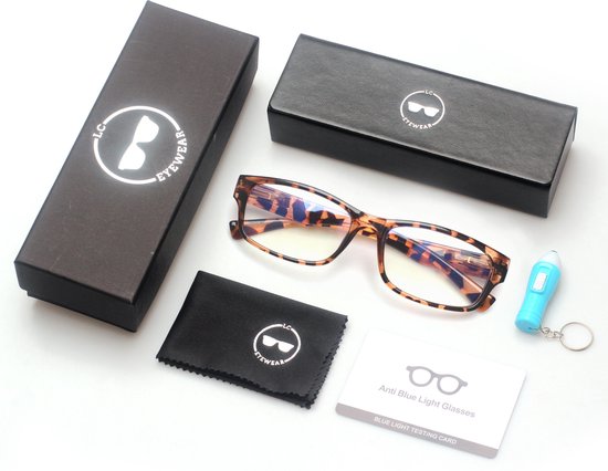 LC Eyewear Lunettes d'ordinateur - Lunettes à lumière bleue sans force - Lunettes à lumière bleue - Lunettes d'affichage - Unisexe - Léopard - Design