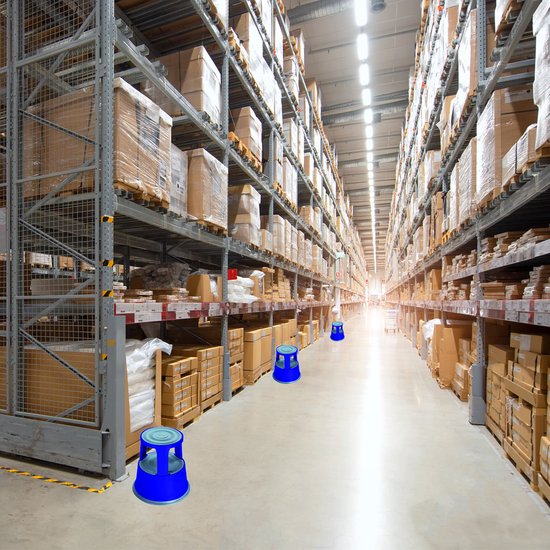 BRASQ Tabouret de marche Premium Bleu - Capacité 150 kg - Tabouret de marche - Pied d'éléphant - Tabouret de bureau - Escalier mécanique - Tabouret - Métal