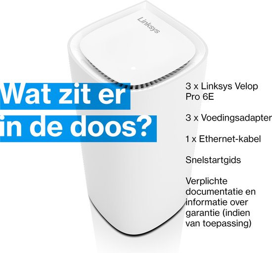 Linksys MX6203 Velop Pro - Mesh WiFi - Amplificateur WiFi - WiFi 6E - 5400 Mbps - 3-Pack - Blanc