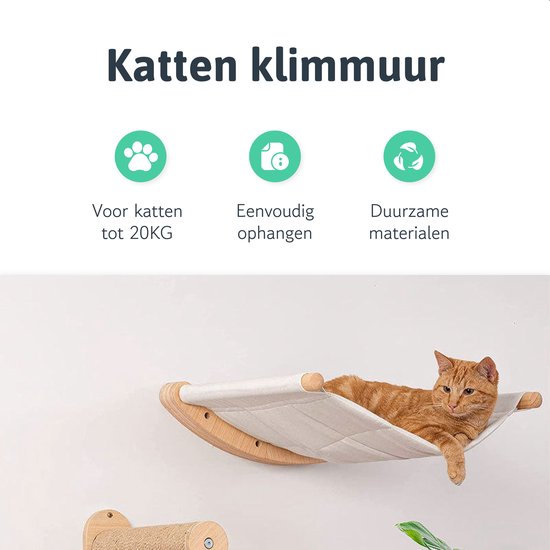 LBB Mur d'escalade pour chat avec hamac - Griffoirs avec hamac - Mur d'escalade - Mur de griffoirs - Griffoirs pour grands chats - Jouets pour chats