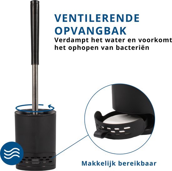 EasyPicks Premium Toilet Brush - Brosse de toilette - Avec support - Antibactérien - Avec diffuseur d'odeurs - Noir