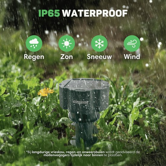 Vulpes Goods® Repellent - Répulsif à taupes - 4 pièces - Répulsif à souris - Contrôle des taupes - Alimenté par énergie solaire - Imperméable - Respectueux des animaux - PRO V2