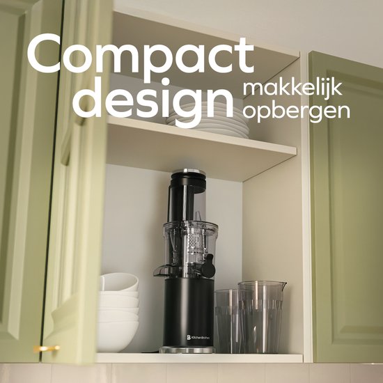 KitchenBrothers Slowjuicer - Vertical - Presse-agrumes - Presse-légumes et fruits - 80 mm - 750 ml - Noir