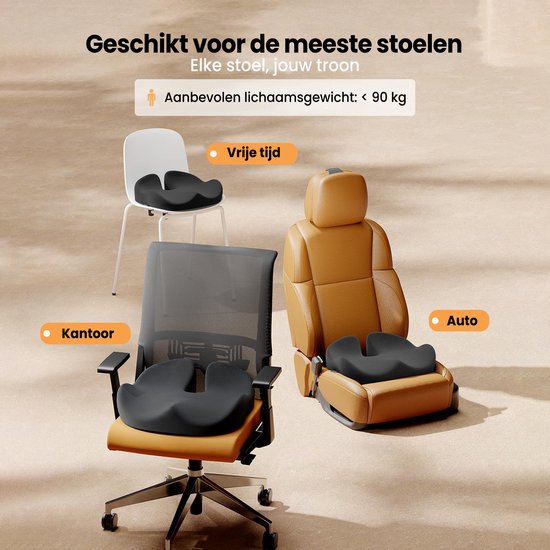 ProtoArc® SC Butterfly Seat Cushion - Coussin de siège orthopédique ergonomique - Coussin de chaise et coussin de rebond - Coussin coussin en mousse à mémoire de forme - Pour chaise de bureau, voiture et maison - Respirant et antidérapant