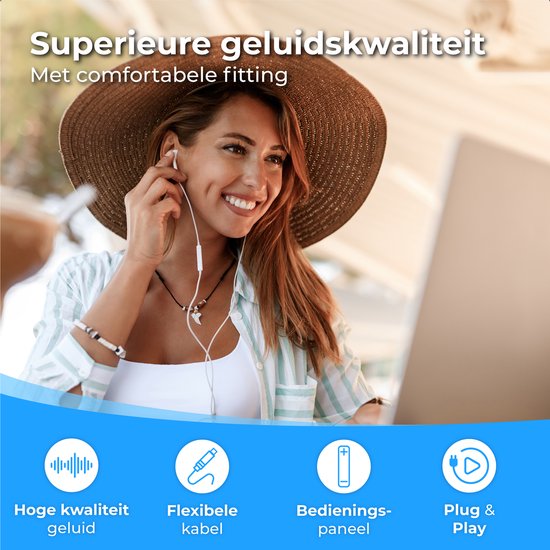 Nuvance - Ecouteurs intra-auriculaires avec fil - USB-C - Plastique blanc - Avec microphone et contrôle en ligne - Son clair et port confortable - Pour smartphones modernes